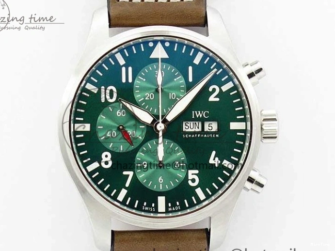 MIROTIME 0509 Pilot Chrono IW377726 ZF 1:1 Best Edition Green Dial on Brown Leather Strap A Trendsetting 7125